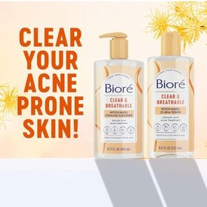 Two bottle bundle! NWT Biore Clear & Breathable Witch Hazel Toner. 8oz